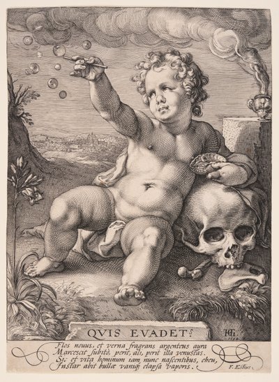 Alegoria transcendencji "Homo Bulla autorstwa Hendrick Goltzius