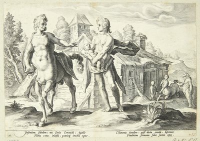 Apollo powierza Cheironowi edukację Asklepiosa autorstwa Hendrick Goltzius
