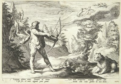 Arcas gotów zabić swoją matkę autorstwa Hendrick Goltzius