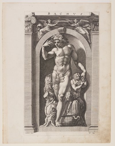 Bachus, z Ośmiu pogańskich bogów autorstwa Hendrick Goltzius