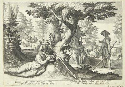 Battus zamienia się w kamień autorstwa Hendrick Goltzius