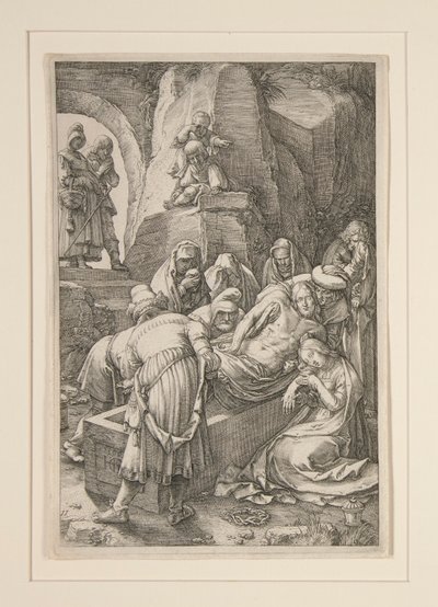 Pogrzeb Chrystusa (Złożenie do grobu), z Męki Pańskiej, nr 11 w serii 12 rycin autorstwa Hendrick Goltzius