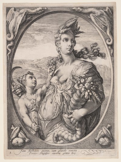Ceres, z Trzech pogańskich bogów lub bogiń autorstwa Hendrick Goltzius