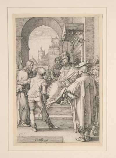 Chrystus przed Piłatem, rycina nr 5 z serii „Męka Pańska” autorstwa Hendrick Goltzius