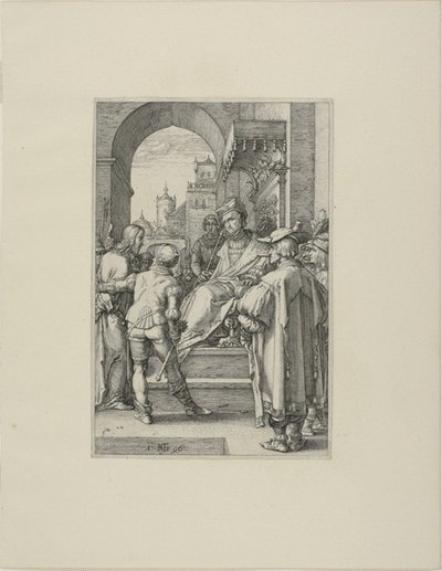 Chrystus przed Piłatem, płyta piąta z Męki Pańskiej autorstwa Hendrick Goltzius
