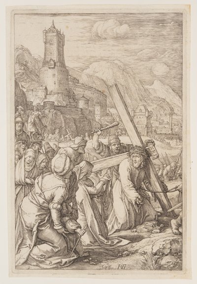Chrystus niosący krzyż, z filmu Pasja autorstwa Hendrick Goltzius