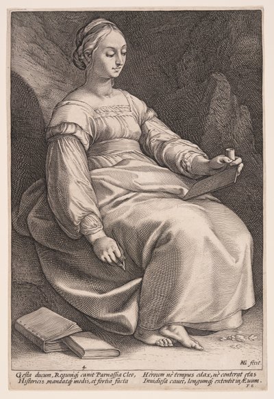 Clio, muza historii, z Dziewięciu muz autorstwa Hendrick Goltzius