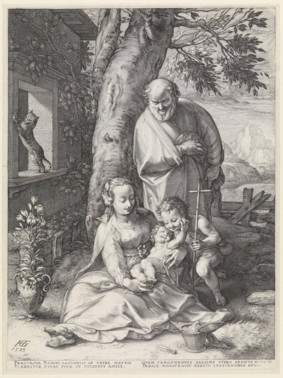 Święta Rodzina z Janem Chrzcicielem autorstwa Hendrick Goltzius