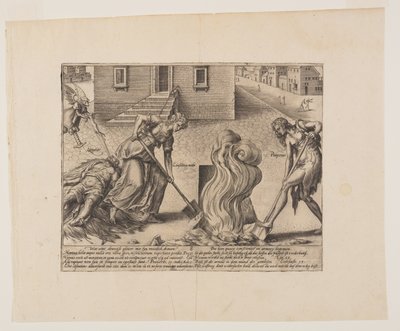 Śmierć głupiego prawnika, z Litis Abusus (Nadużycia prawa) autorstwa Hendrick Goltzius