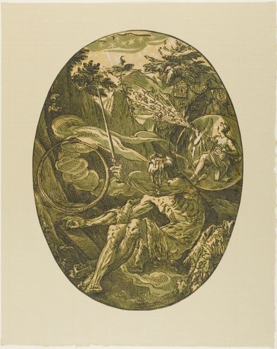 Demogorgon w Jaskini Wieczności, płyta pierwsza z Demogorgona i Bóstw autorstwa Hendrick Goltzius