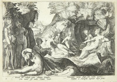 Diana odkrywa ciążę Kallisto autorstwa Hendrick Goltzius
