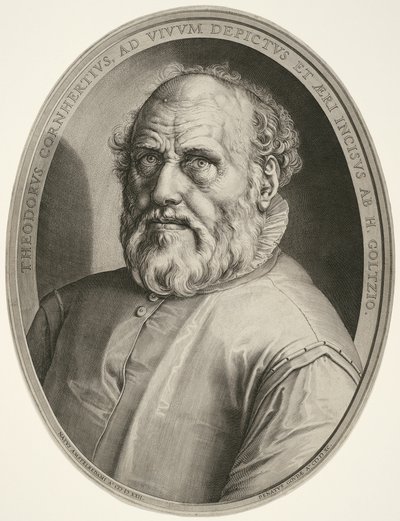 Dirck Volckertsz. Coornhert (bez ramki) autorstwa Hendrick Goltzius