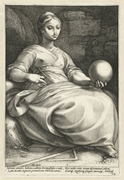 Erato Dziewięć Muz (tytuł serii) autorstwa Hendrick Goltzius