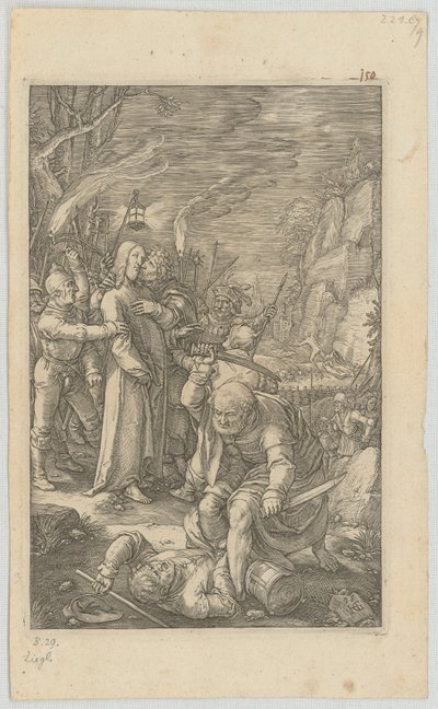 Pojmanie Chrystusa, plansza 3 z cyklu „Pasja” autorstwa Hendrick Goltzius