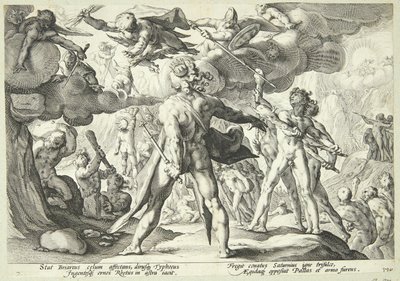 Giganci szturmują niebo autorstwa Hendrick Goltzius