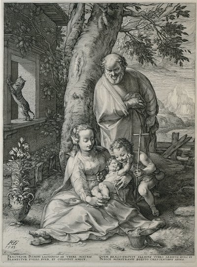 Święta Rodzina z Janem Chrzcicielem Wczesne życie Maryi (tytuł serii) Arcydzieła (tytuł serii) autorstwa Hendrick Goltzius