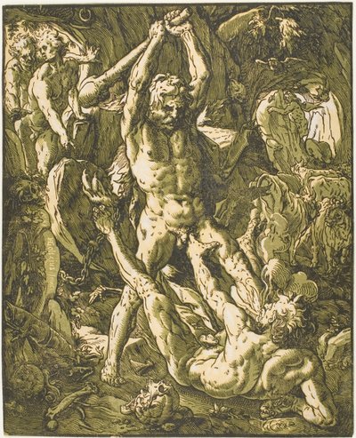 Herkules zabija Cacus autorstwa Hendrick Goltzius