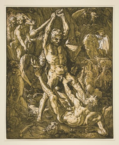 Herkules zabija Cacus autorstwa Hendrick Goltzius