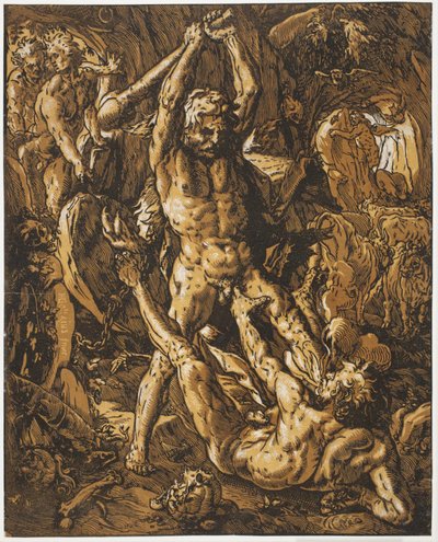 Herkules zabija Cacus autorstwa Hendrick Goltzius