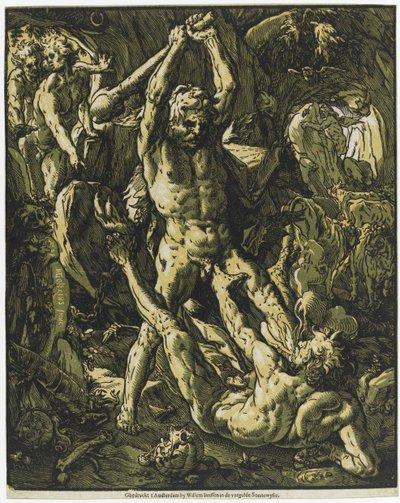 Herkules zabija Cacus, 1588. autorstwa Hendrick Goltzius