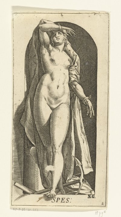 Sterta Spes (tytuł na obiekcie) Siedem cnót (tytuł serii) autorstwa Hendrick Goltzius