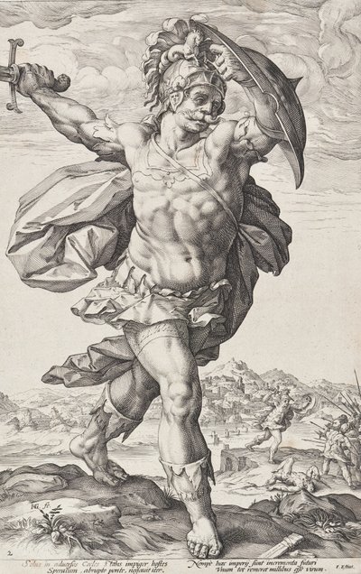 Horacjusz Kokles (Bohaterowie rzymscy, tablica 2) autorstwa Hendrick Goltzius