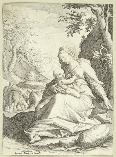 Reszta w locie do Egiptu autorstwa Hendrick Goltzius