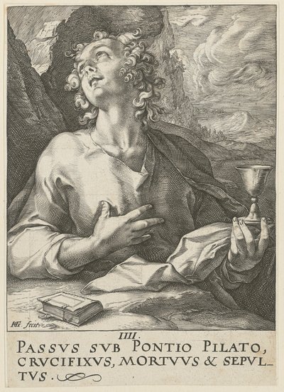 Jan, arkusz 4 z cyklu „Chrystus, dwunastu apostołów i Paweł” autorstwa Hendrick Goltzius