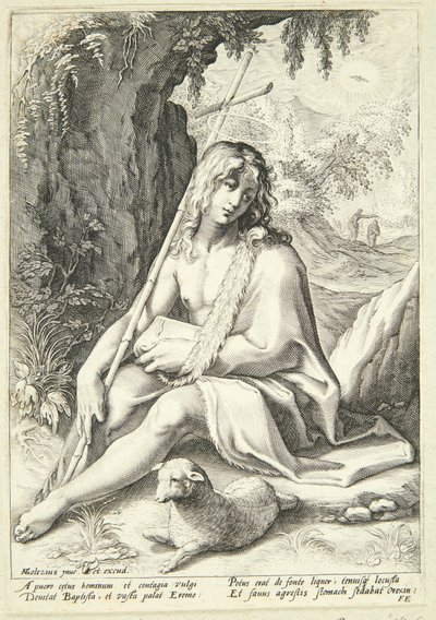 Jan Chrzciciel na pustyni autorstwa Hendrick Goltzius