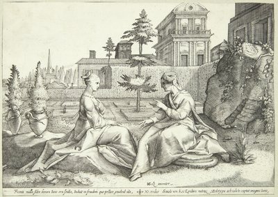 Juno przebrana za Beroe ostrzega Semele autorstwa Hendrick Goltzius