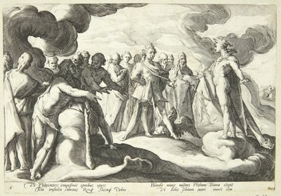 Jowisz i bogowie proszą Heliosa o wznowienie kontroli nad słonecznym rydwanem autorstwa Hendrick Goltzius