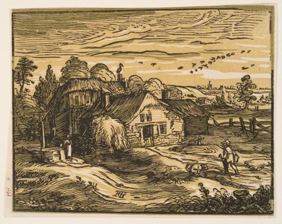 Krajobraz z domem wiejskim autorstwa Hendrick Goltzius