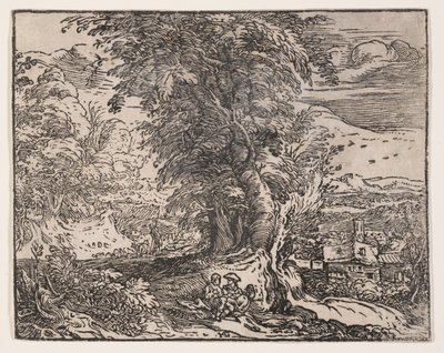 Krajobraz z parą pasterzy autorstwa Hendrick Goltzius
