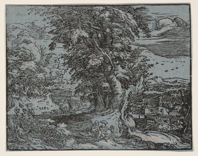 Krajobraz z parą pasterzy autorstwa Hendrick Goltzius