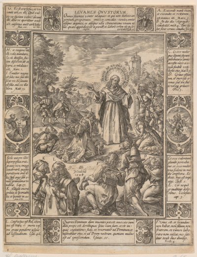 Levamen Onustrorum, karta 1 z cyklu „Alegorie wiary chrześcijańskiej” autorstwa Hendrick Goltzius