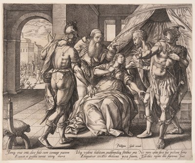 Lukrecja zabijająca samą siebie, z Opowieści o Lukrecji autorstwa Hendrick Goltzius