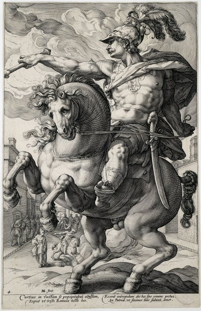 Marek Curtius Bohaterowie rzymscy (tytuł serii) autorstwa Hendrick Goltzius