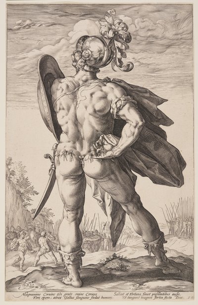 Marcus Valerius Corvus, z książki The Roman Heroes autorstwa Hendrick Goltzius