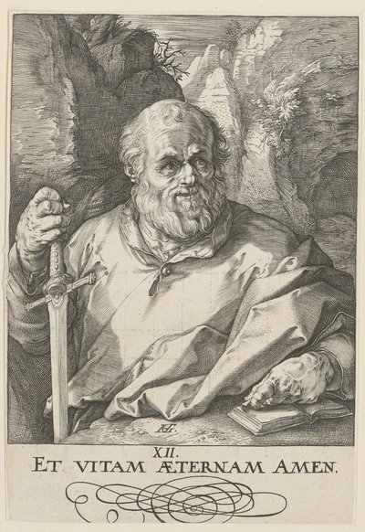 Matthias, arkusz 13 z serii „Chrystus, dwunastu apostołów i Paweł” autorstwa Hendrick Goltzius