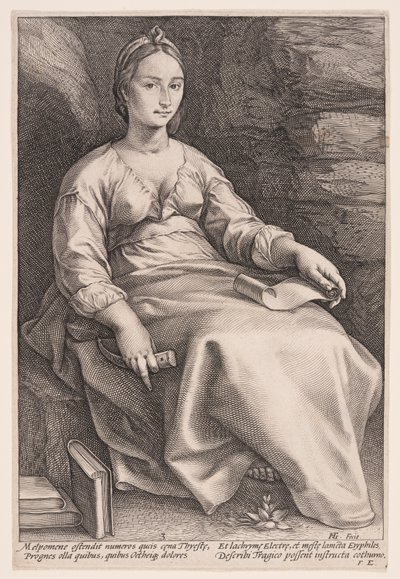 Melpomene, muza tragedii, z Dziewięciu muz autorstwa Hendrick Goltzius
