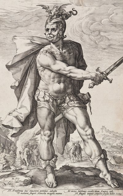 Mucjusz Scewola (Bohaterowie rzymscy, plansza 3) autorstwa Hendrick Goltzius