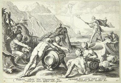 Neptun planuje zagładę ludzkości autorstwa Hendrick Goltzius