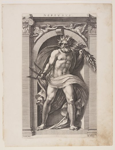 Neptunus, z Ośmiu pogańskich bogów autorstwa Hendrick Goltzius
