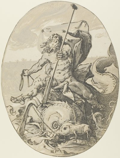 Okeanos, płyta druga z Demogorgon i Bóstw autorstwa Hendrick Goltzius