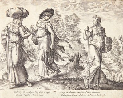 Orpa opuszcza Rut i Noemi autorstwa Hendrick Goltzius