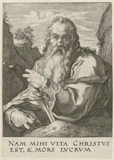Paweł, arkusz 14 z serii „Chrystus, dwunastu apostołów i Paweł” autorstwa Hendrick Goltzius