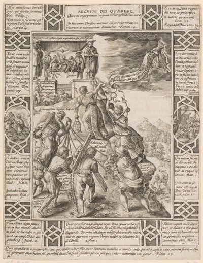 Regnum Dei quaerere, arkusz 4 z cyklu „Alegorie wiary chrześcijańskiej” autorstwa Hendrick Goltzius