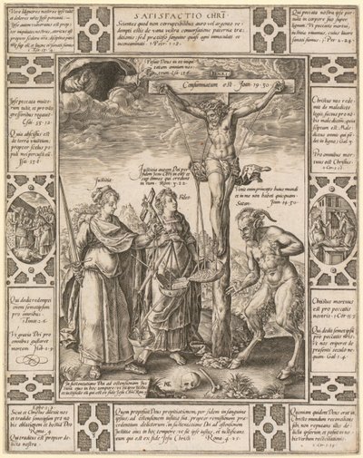 Satisfactio Christi, plansza 3 z serii „Alegorie wiary chrześcijańskiej” autorstwa Hendrick Goltzius