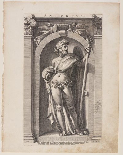 Saturnus (Saturn), z Ośmiu pogańskich bogów autorstwa Hendrick Goltzius