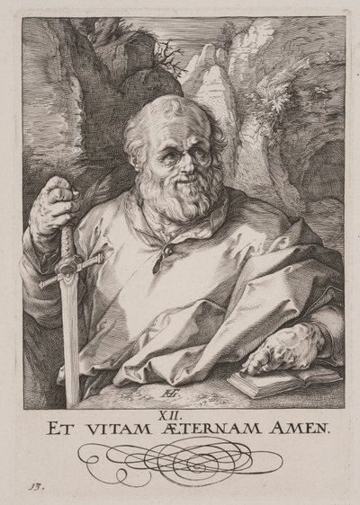 Święty Maciej, od Chrystusa, Apostołów i świętego Pawła z Credo autorstwa Hendrick Goltzius